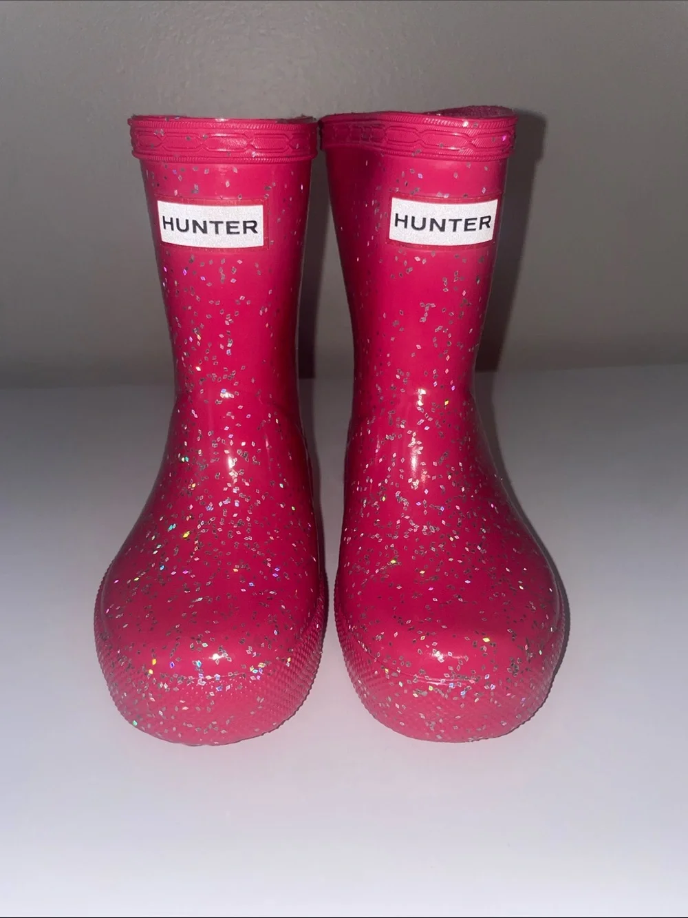 Hunter Girls Pink Glitter Kids Rain Boots